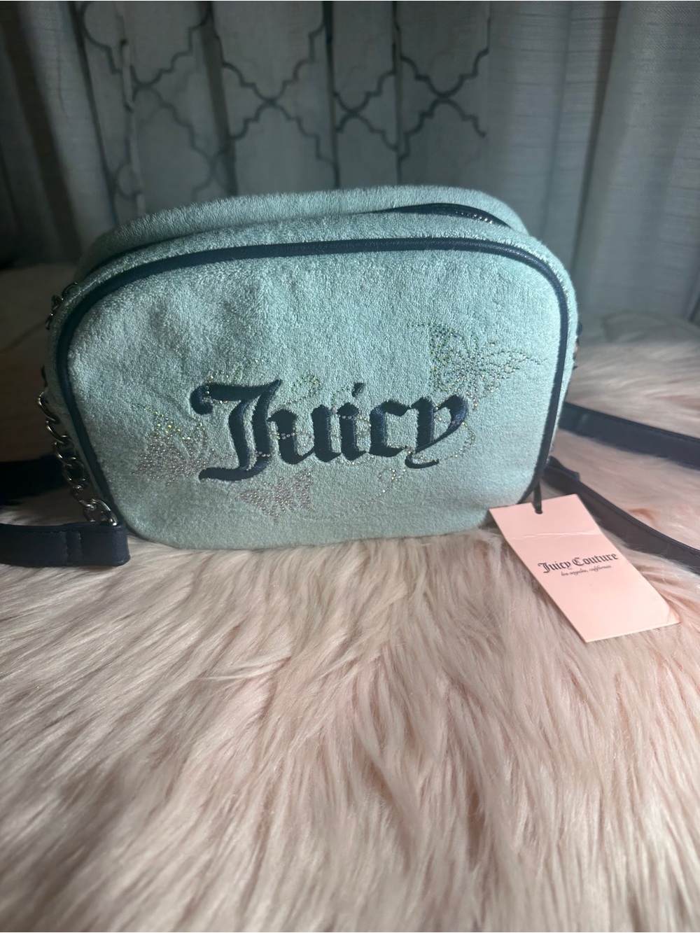Juicy Couture Light blue Terrycloth Crossbody Bag
